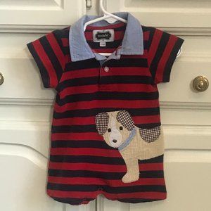 Mud Pie Striped Cotton Knit Romper, 9/12 months